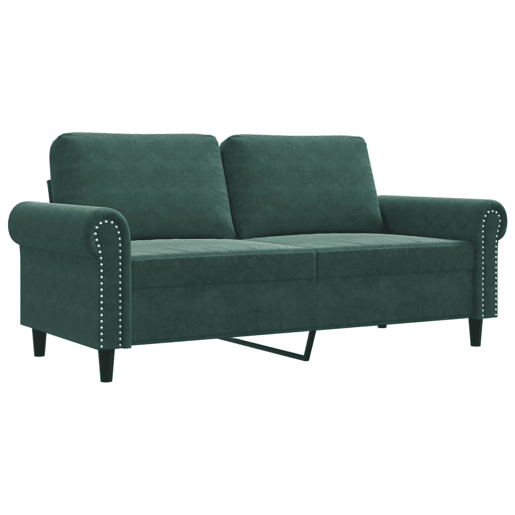 Sofá de 2 lugares - Sofá fixo 140 cm veludo verde-escuro