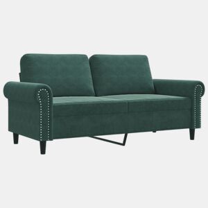 Sofá de 2 lugares - Sofá fixo 140 cm veludo verde-escuro