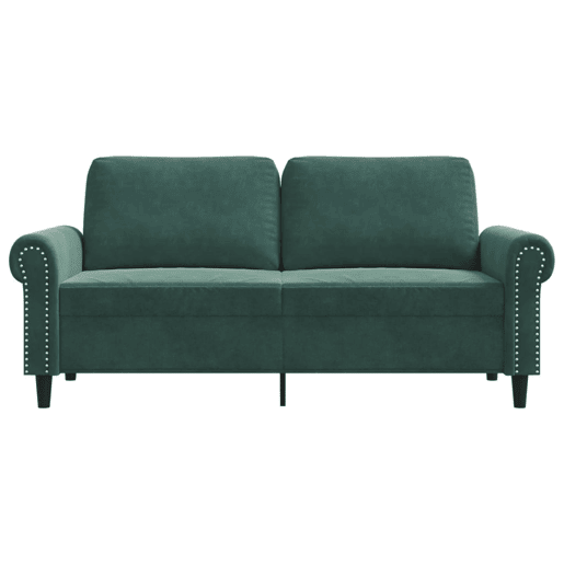 Sofá de 2 lugares - Sofá fixo 140 cm veludo verde-escuro