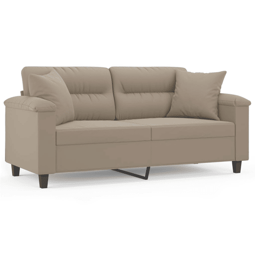 Sofá 2 lugares - Sofá fixo c almofadas 140 cm microfibra cinza-acastanhado
