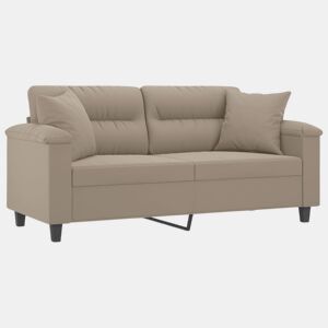 Sofá 2 lugares - Sofá fixo c almofadas 140 cm microfibra cinza-acastanhado