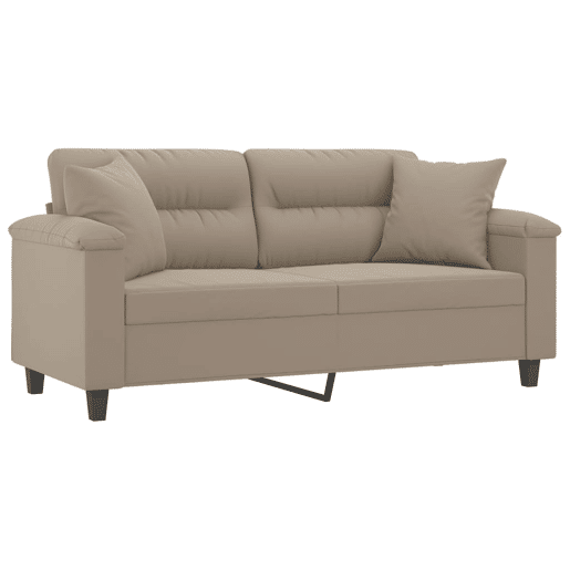 Sofá 2 lugares - Sofá fixo c almofadas 140 cm microfibra cinza-acastanhado