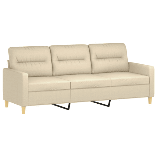 Sofá de 3 lugares - Sofá fixo tecido 180 cm cor creme Sofá de 3 lugares - Sofá fixo tecido 180 cm cor creme