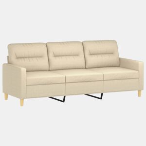Sofá de 3 lugares - Sofá fixo tecido 180 cm cor creme