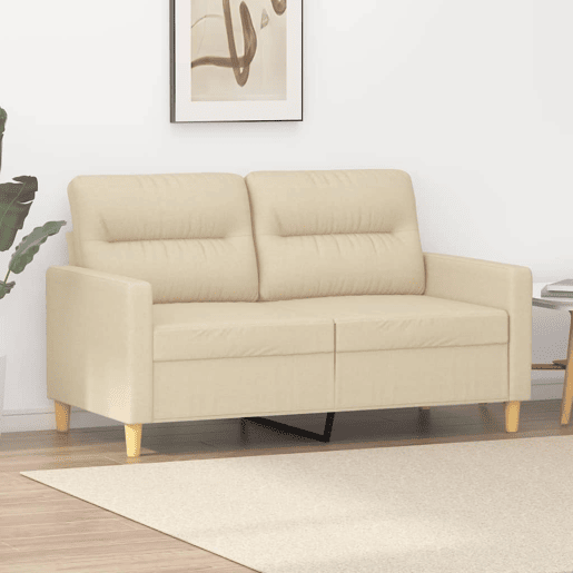 Sofá de 2 lugares - Sofá fixo tecido 120 cm cor creme Sofá de 2 lugares - Sofá fixo tecido 120 cm cor creme