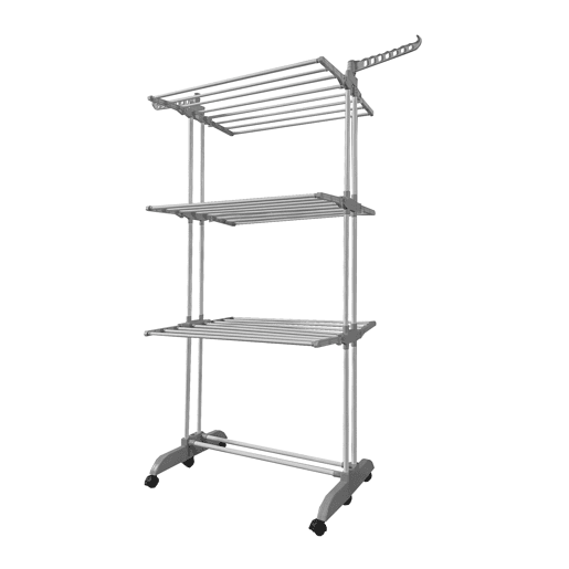Varal XXL Dobrável Premium Slim Nyana Home | 4 Níveis | Barras de Aço | Suportes Superiores Laterais para Cabides | Pés Dobráveis | 4 Rodas com Freio | Cinza Varal XXL Dobrável Premium Slim Nyana Home | 4 Níveis | Barras de Aço | Suportes Superiores Laterais para Cabides | Pés Dobráveis | 4 Rodas com Freio | Cinza