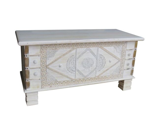 Baul de madera azul 90x40x45h cm