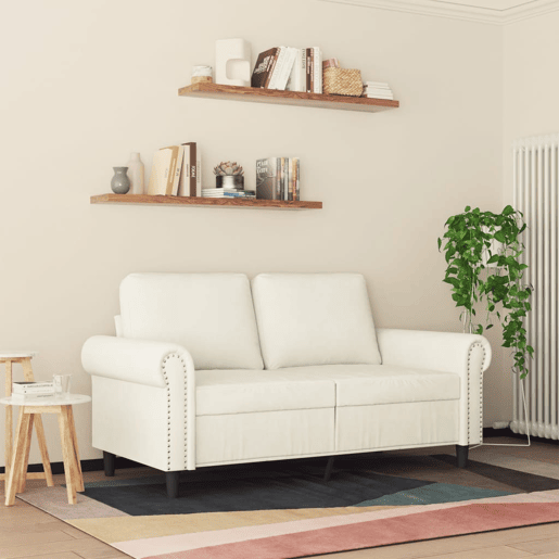 Sofá de 2 lugares - Sofá fixo veludo 120 cm cor creme Sofá de 2 lugares - Sofá fixo veludo 120 cm cor creme