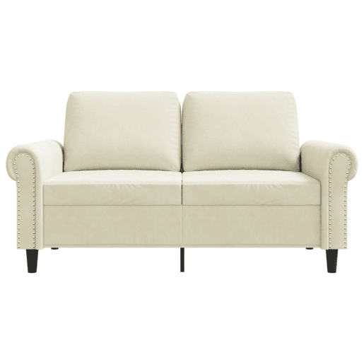 Sofá de 2 lugares - Sofá fixo veludo 120 cm cor creme Sofá de 2 lugares - Sofá fixo veludo 120 cm cor creme