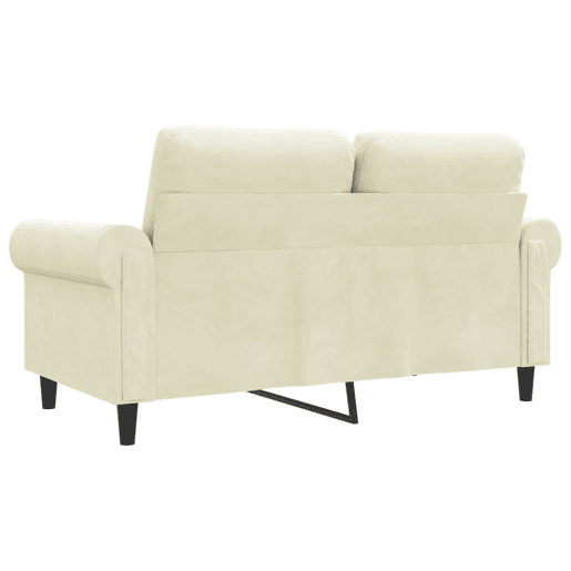 Sofá de 2 lugares - Sofá fixo veludo 120 cm cor creme Sofá de 2 lugares - Sofá fixo veludo 120 cm cor creme
