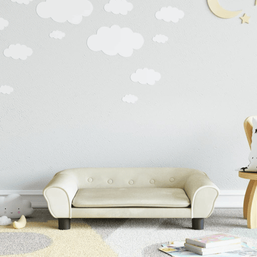 Sofá infantil - Sofá para crianças 70x45x26 cm veludo cor creme