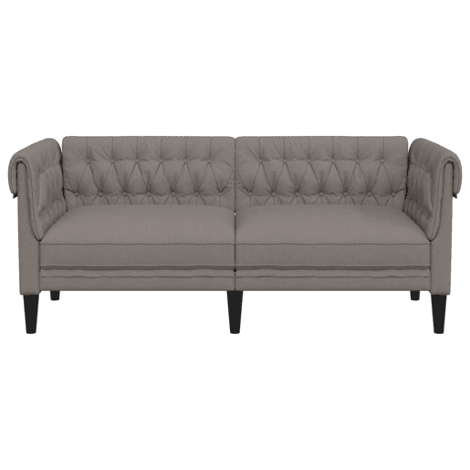 Sofá chesterfield 2 lugares - Sofá fixo tecido cinzento-acastanhado Sofá chesterfield 2 lugares - Sofá fixo tecido cinzento-acastanhado