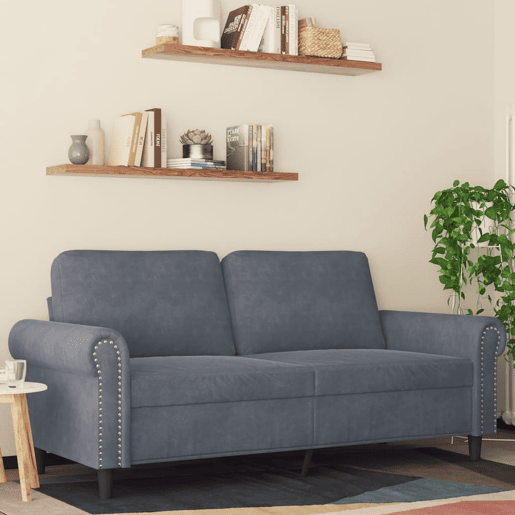 Sofá de 2 lugares - Sofá fixo 140 cm veludo cinza-escuro