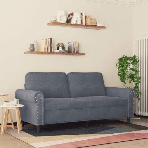 Sofá de 2 lugares - Sofá fixo 140 cm veludo cinza-escuro