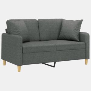 Sofá 2 lugares - Sofá fixo +almofadas decorativas 120cm tecido cinza-escuro