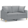 Sofá 2 lugares - Sofá fixo + almofadas decorativas 120cm tecido cinza-claro