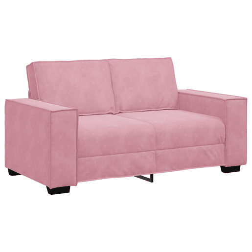 Sofá de 2 lugares - Sofá fixo veludo 120 cm rosa