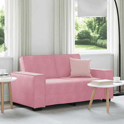 Sofá de 2 lugares - Sofá fixo veludo 120 cm rosa