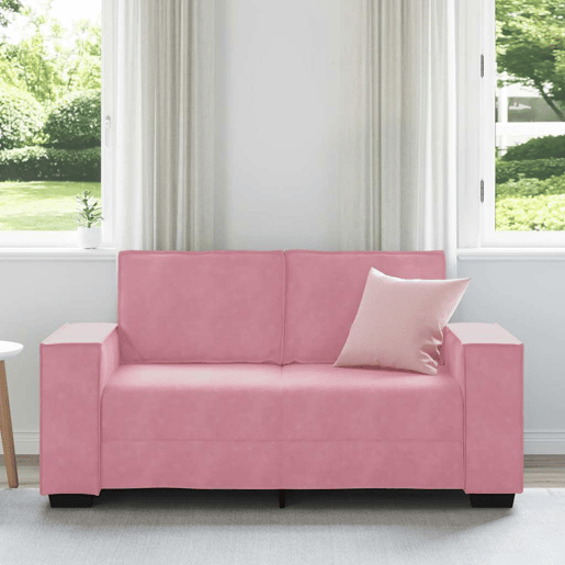 Sofá de 2 lugares - Sofá fixo veludo 120 cm rosa