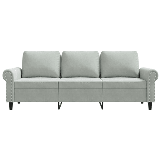 Sofá de 3 lugares - Sofá fixo 180 cm veludo cinzento-claro