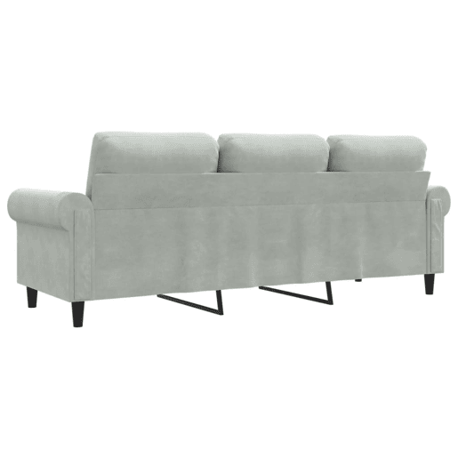 Sofá de 3 lugares - Sofá fixo 180 cm veludo cinzento-claro