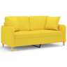 Sofá 2 lug. - Sofá fixo + almofadas decorativas 140 cm tecido amarelo-claro