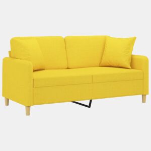 Sofá 2 lug. - Sofá fixo + almofadas decorativas 140 cm tecido amarelo-claro