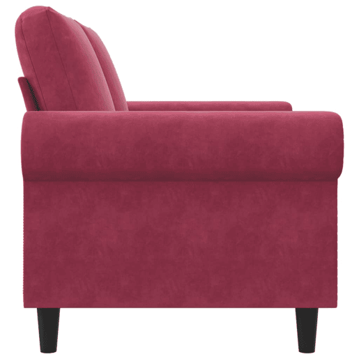 Sofá de 2 lugares - Sofá fixo veludo 120 cm vermelho tinto