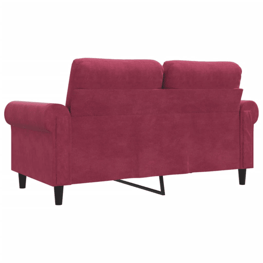 Sofá de 2 lugares - Sofá fixo veludo 120 cm vermelho tinto