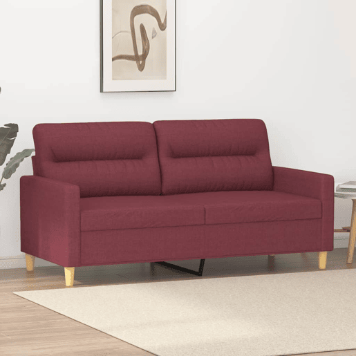 Sofá de 2 lugares - Sofá fixo tecido 140 cm vermelho tinto
