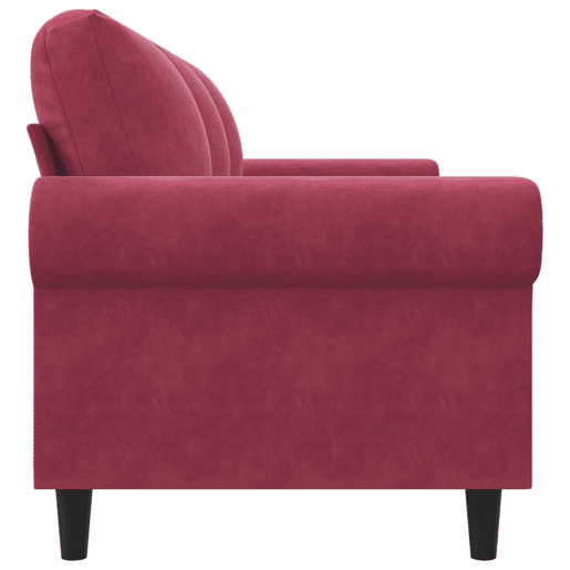 Sofá de 3 lugares - Sofá fixo veludo 180 cm vermelho tinto