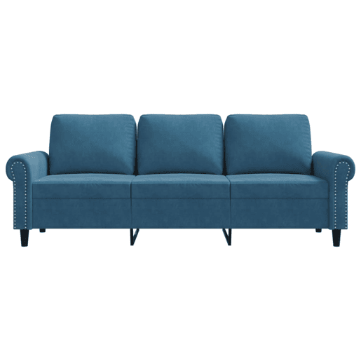 Sofá de 3 lugares - Sofá fixo 180 cm veludo azul