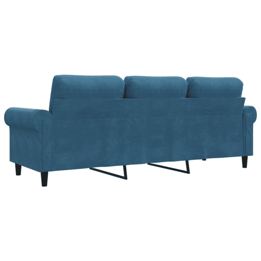 Sofá de 3 lugares - Sofá fixo 180 cm veludo azul