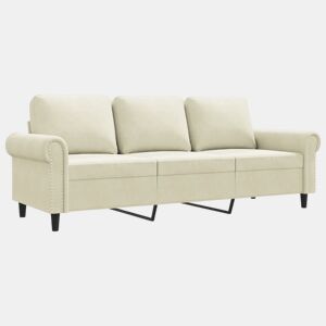 Sofá de 3 lugares - Sofá fixo 180 cm veludo cor creme
