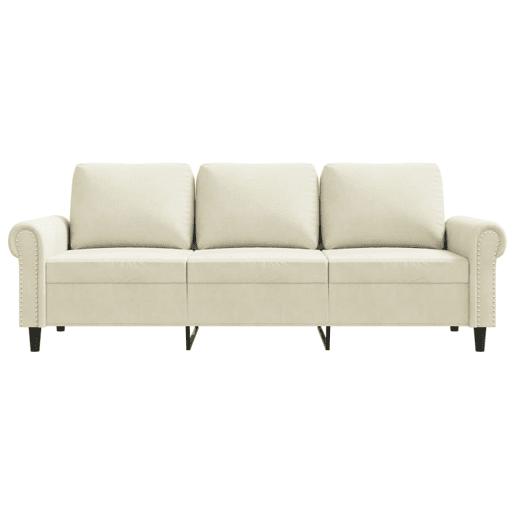 Sofá de 3 lugares - Sofá fixo 180 cm veludo cor creme