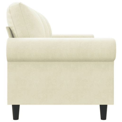 Sofá de 3 lugares - Sofá fixo 180 cm veludo cor creme