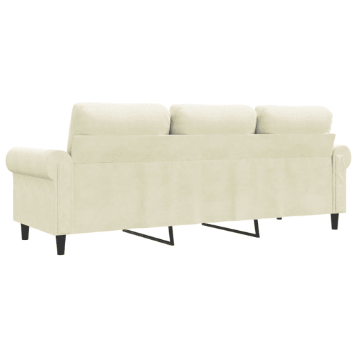 Sofá de 3 lugares - Sofá fixo 180 cm veludo cor creme