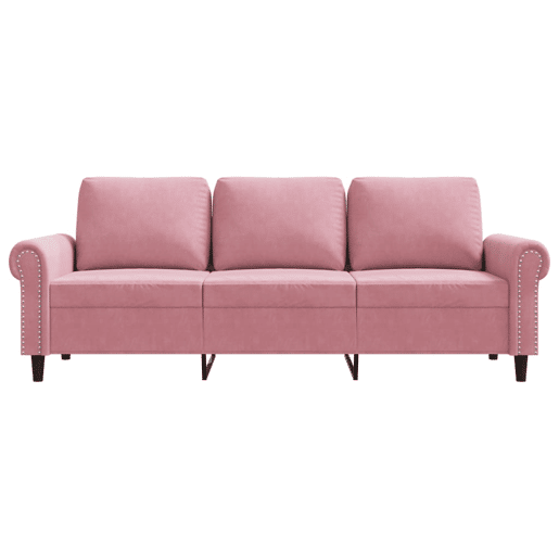 Sofá de 3 lugares - Sofá fixo 180 cm veludo rosa
