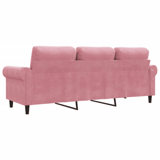 Sofá de 3 lugares - Sofá fixo 180 cm veludo rosa