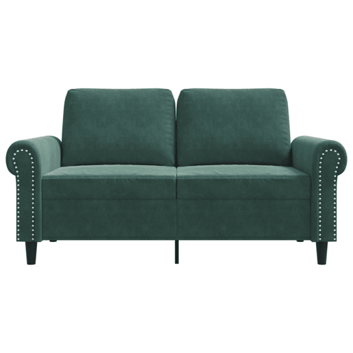 Sofá de 2 lugares - Sofá fixo 120 cm veludo verde-escuro