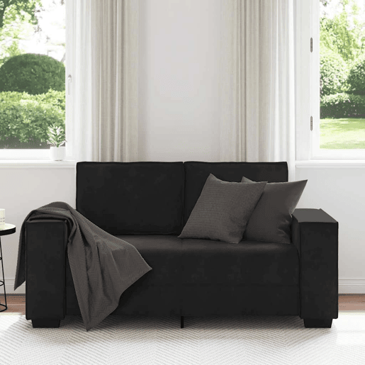 Sofá de 2 lugares - Sofá fixo veludo 120 cm preto