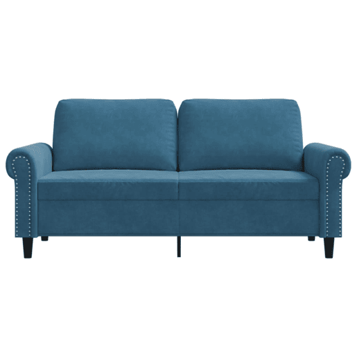 Sofá de 2 lugares - Sofá fixo veludo 140 cm azul