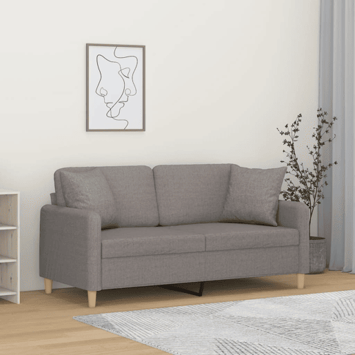 Sofá 2 lug. - Sofá fixo +almofadas decoração 140cm tecido cinza-acastanhado Sofá 2 lug. - Sofá fixo +almofadas decoração 140cm tecido cinza-acastanhado