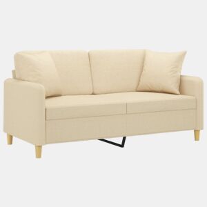 Sofá 2 lugares - Sofá fixo + almofadas decorativas 140 cm tecido cor creme