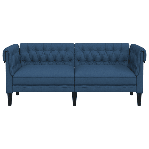 Sofá chesterfield 2 lugares - Sofá fixo tecido azul Sofá chesterfield 2 lugares - Sofá fixo tecido azul