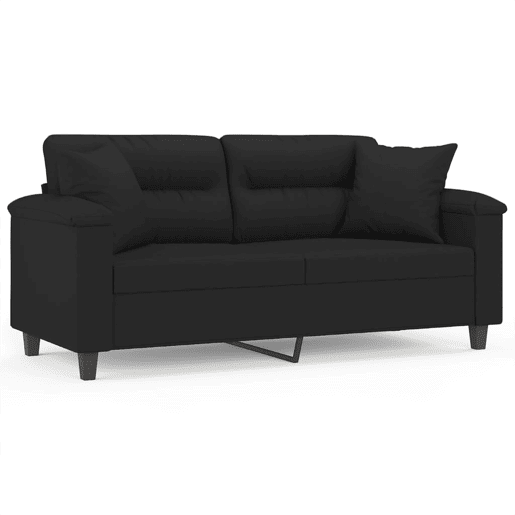 Sofá 2 lugares - Sofá fixo c almofadas 140 cm microfibra preto