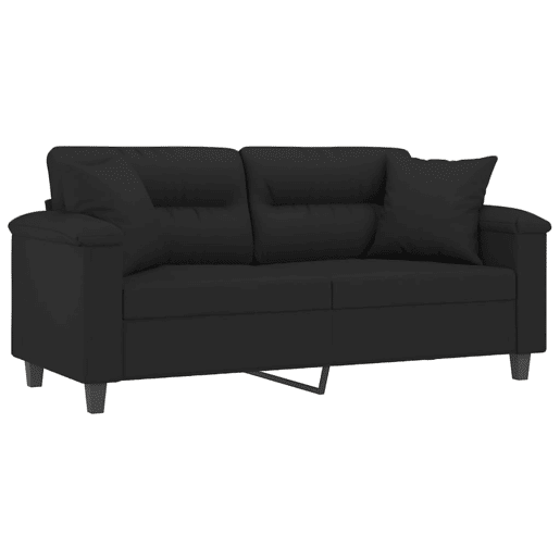 Sofá 2 lugares - Sofá fixo c almofadas 140 cm microfibra preto