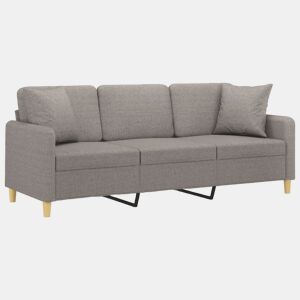 Sofá 3 lug. - Sofá fixo +almofadas decoração 180cm tecido cinza-acastanhado