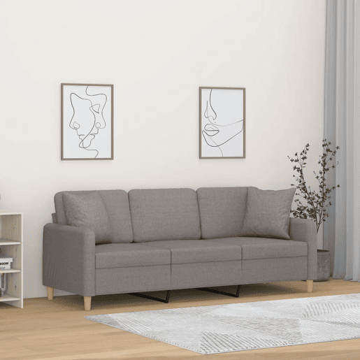 Sofá 3 lug. - Sofá fixo +almofadas decoração 180cm tecido cinza-acastanhado Sofá 3 lug. - Sofá fixo +almofadas decoração 180cm tecido cinza-acastanhado
