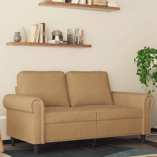 Sofá de 2 lugares - Sofá fixo veludo 120 cm castanho
